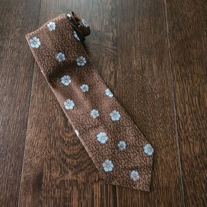 Vintage 👔 1970's Brown Blue Floral Wide Necktie EUC $19